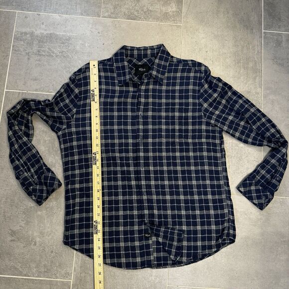 Rails Brushed Lennox Indigo Grey Plaid Flannel Button Down Shirt Men’s Large - Picture 5 of 10